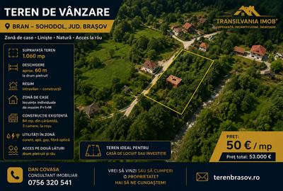 Teren Construcții intravilan de 1060 mp, în Bran