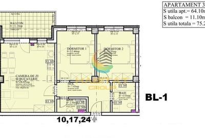 Pallady 3 camere semidecomandat 75 mp in bloc tip Boutique - 2