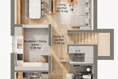 Casă tip duplex curte 350 mp 120 mp utili terasa 22 mp Sura Mare - 8