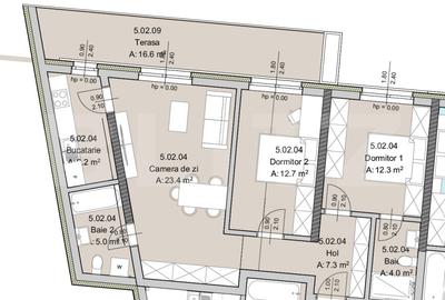 Apartament 3 camere, 71 mp, Terasa 17 mp, Imobil Nou, Zona The Office - 1