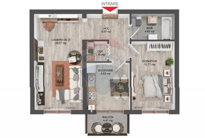 Apartament  NOU LA CHEIE cu 2 camere de vânzare - 1