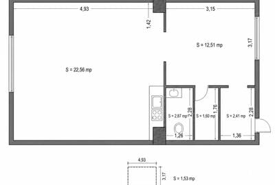 De vânzare Apartament 1 cameră | 42 mp | Gruia - 14