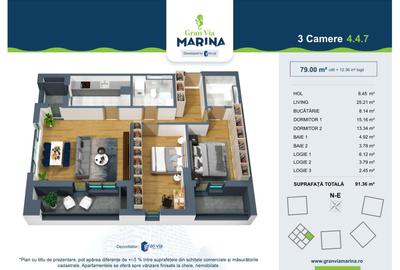 Apartament cu 3 camere, nou, generos si foarte luminos- Gran Via Marina - 12