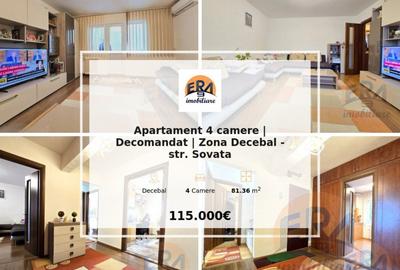 Apartament cu 4 camere decomandat, mobilat în Decebal