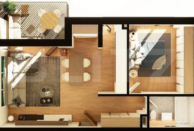 Apartament cu 2 camere semidecomandat în Între Lacuri