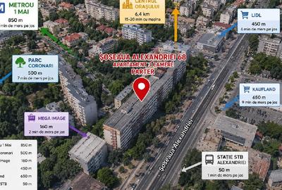 Apartament cu 3 camere semidecomandat în Sud