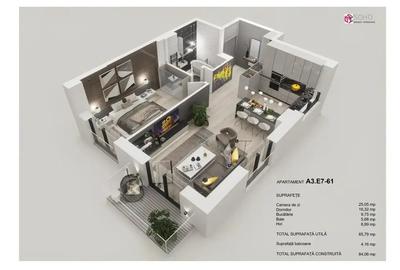 Apartament cu 2 camere semidecomandat în Hărmanului