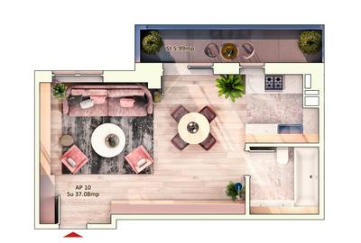 Apartament 1 Camera, 37 mp, Semifinisat, Zona Iulius Mall - 3