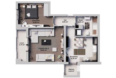 Apartament intabulat cu 2 camere si 2 balcoane pe Calea Surii Mici - 11