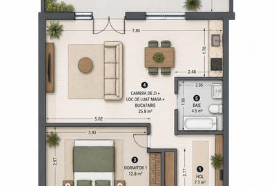Apartament 73.6 mp. Novopolis cu terasă 23.4 mp. + parcare proprietate - 10