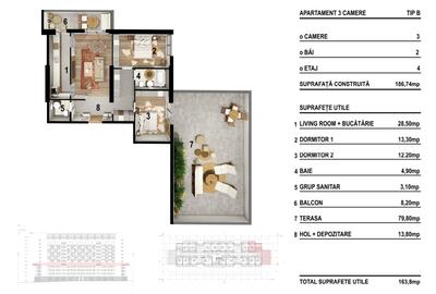 Apartament cu 3 camere semidecomandat în Vitan-Bârzeşti