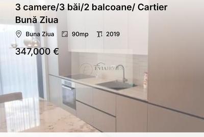 Apartament cu 3 camere semidecomandat, mobilat în Bună Ziua