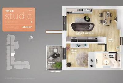 Studio 2 camere Piata Sudului 46.41 mp utili - 1