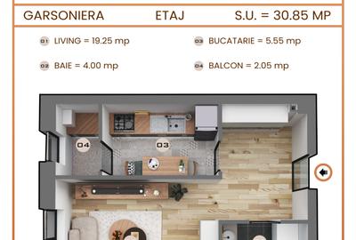 VANZARE GARSONIERA DECOMANDATA-TVA INCLUS-BALCON -BLOC NOU -STR TINERETULUI - 2