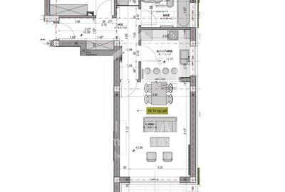 Ap. la CHEIE 2 camere, 52.06 mp utili, balcon 18.46 mp|zona Cristian - 3