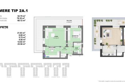 Apartament 2 Camere TIP 2A1 in Complex Doi Cocosi Residence - 2