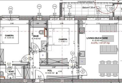 Apartament decomandat cu 3 camere-s.utila 72 mp, 2 bai,2 balcoane - 2