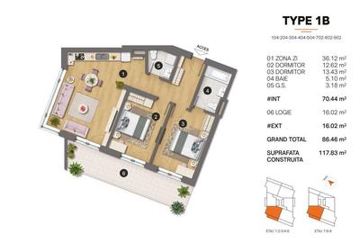 Apartament cu 3 camere decomandat în Tomis Plus