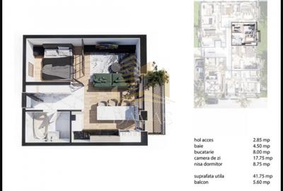 Apartament cu o camera  in bloc nou | Parcare - Baciu - 1