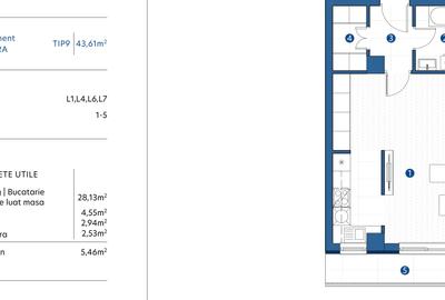 LAPIS RESIDENCE - Apartament 1 camera 44 mp, bloc NOU Galata, avans 15% - 5