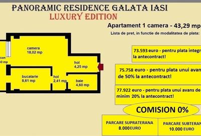 Apartament 1 camera de vanzare in Iasi, Galata, 43,29 mp, bloc nou - 2