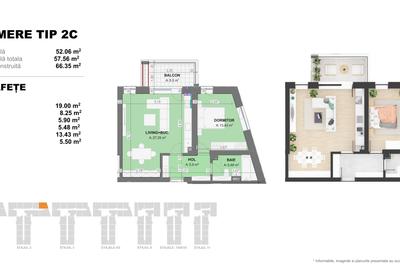 Apartament 2 Camere TIP C in Complex Doi Cocosi Residence - 2