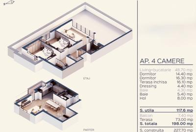 PENTHOUSE-bloc NOU!FINISAT COMPLET LA ALEGERE-AP 4 camere-Raul Doamnei - 4