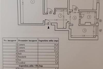 Apartament cu 3 camere semidecomandat în Giurgiului