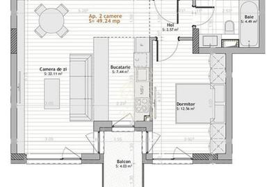 Apartament cu 2 camere decomandat în Calea Moldovei