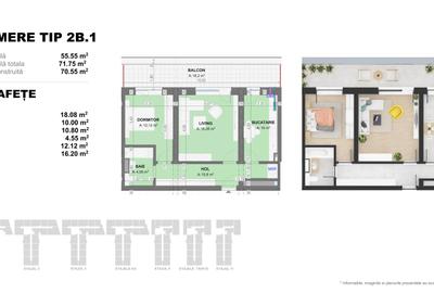Apartament 2 Camere TIP 2B1 in Complex Doi Cocosi Residence - 2