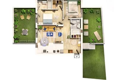 Apartament cu 3 camere semidecomandat în Central