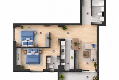 Apartament de vanzare, 3 camere, 2 bai, bloc C1, Zona Tatarasi-Venetia - 2