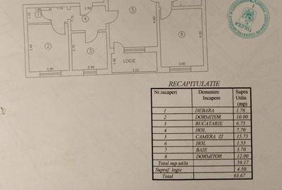 Apartament 3 camere cartier VEST - 64mp - 10