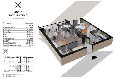 CARTIER TRANSILVANIA, APARTAMENT 2 CAMERE INCALZIRE PARDOSEALA,FATADA VENTILATA - 17