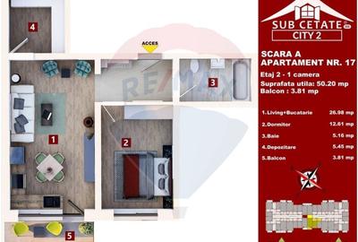 Apartament 2 camere NOU – Subcetate City 2, Sânpetru | 50,2 mp utili - 2