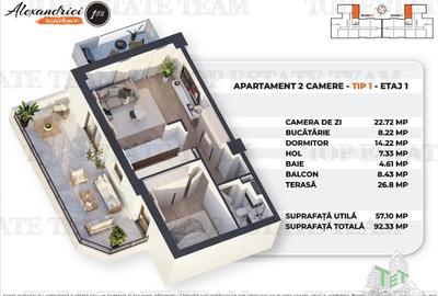 Apartament nou cu terasa de 26mp, 2 Camere, Rahova - 7