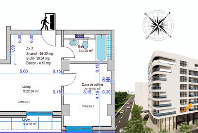 Apartament cu 2 camere decomandat în Tomis Nord