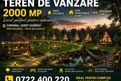 Teren 2000 mp de vânzare – Comana, deschidere la lac, aproape de Parcu - 2