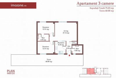 3 camere, CURTE 67 mp si 2 PARCARI proprii, 75 MP, FINISAT MODERN,  COMISION 0% - 8