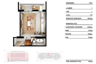 Garsonieră decomandată în Splaiul Unirii