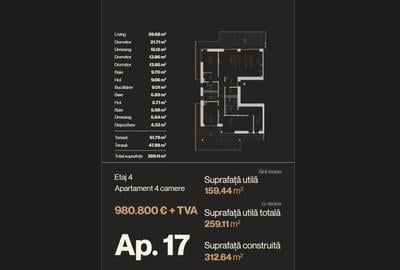 Penthouse 4 Camere | 2 Terase | 259 mp | Iancu Nicolae - 6