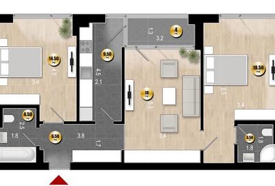 Apartament 3 Camere Tip Penthouse cu Terasa de 75mp Rahova - 3