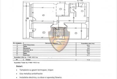 3 camere, Dacia 103 mp, balcon 11 mp, 2 bai, incalzire pardoseala, centrala gaz - 17