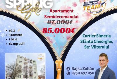 3D& FILM! Apartament 3 camere,etaj 2, areal apreciabil, Simeria,Sfantu Gheorghe - 1