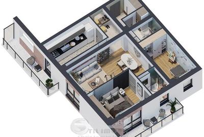 Apartament 3 camere, 81.45 mp – design premium | 2 băi, 2 balcoane  | 0% co - 1