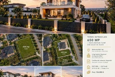 Teren Construcții intravilan de 650 mp, în Podul de Fier