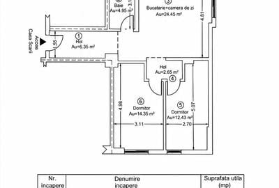 Apartament 3 camere în bloc nou (2017) | Etaj 3/6 / Lift - 10