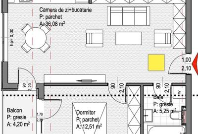 Apartament 2 camere, semidecomandat 54 mp Etaj 3 Soporului - 8