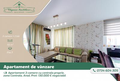 Apartament 3 camere cu centrala proprie, zona Centrala, Arad - 1