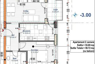 Apartament de 2 camere decomandat 60 mp/15min 1 dec/bloc 3 etaje - 4